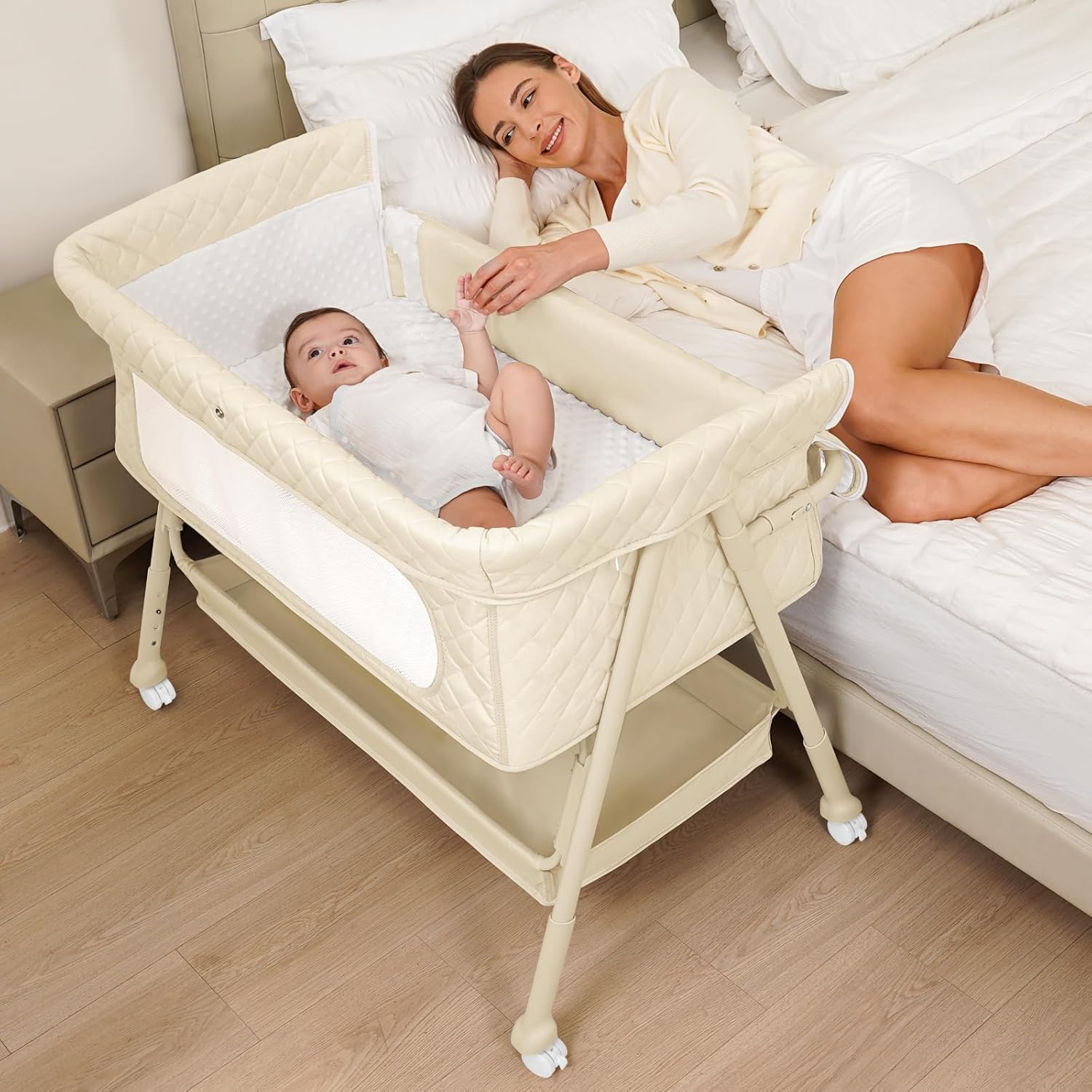 Bassinet Bedside Sleeper - Baby Crib for Newborn, Baby Bassinets
