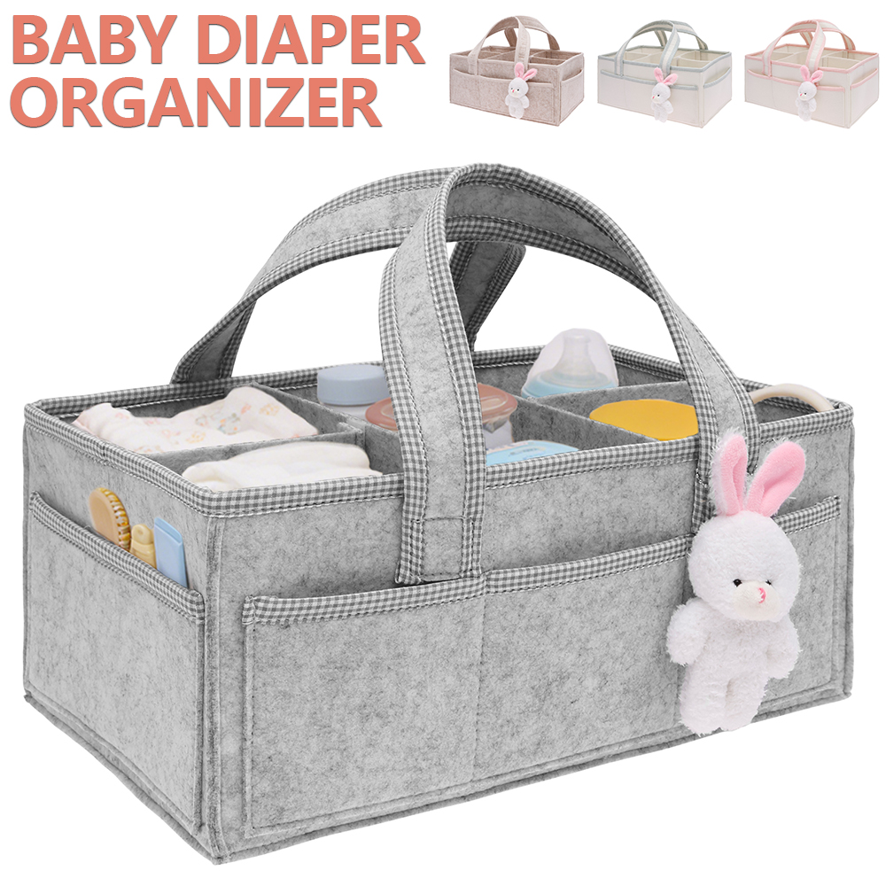Baby Nursery Unisex - Baby Diaper Caddy Felt Baby Diaper