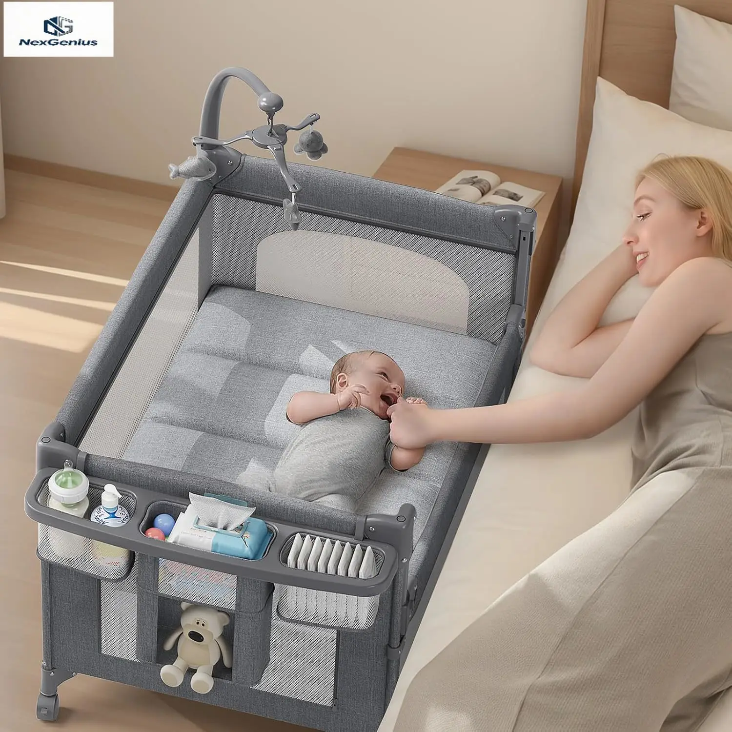Bassinet Bedside Sleeper - 4 in 1 Baby Bassinet, Pack