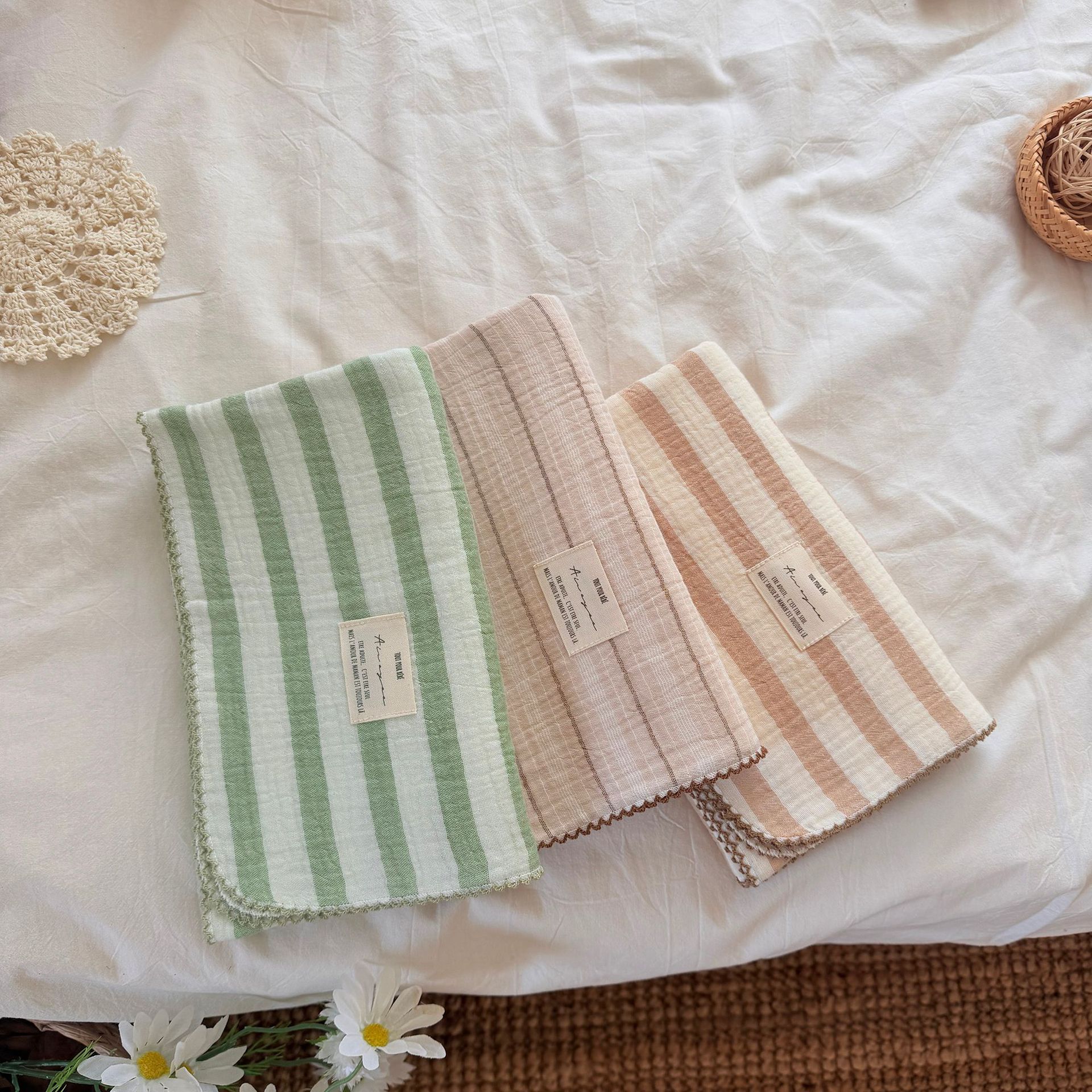 Baby Girl Nursery Quilt - Summer Muslin Baby Swaddle Blankets Cotton