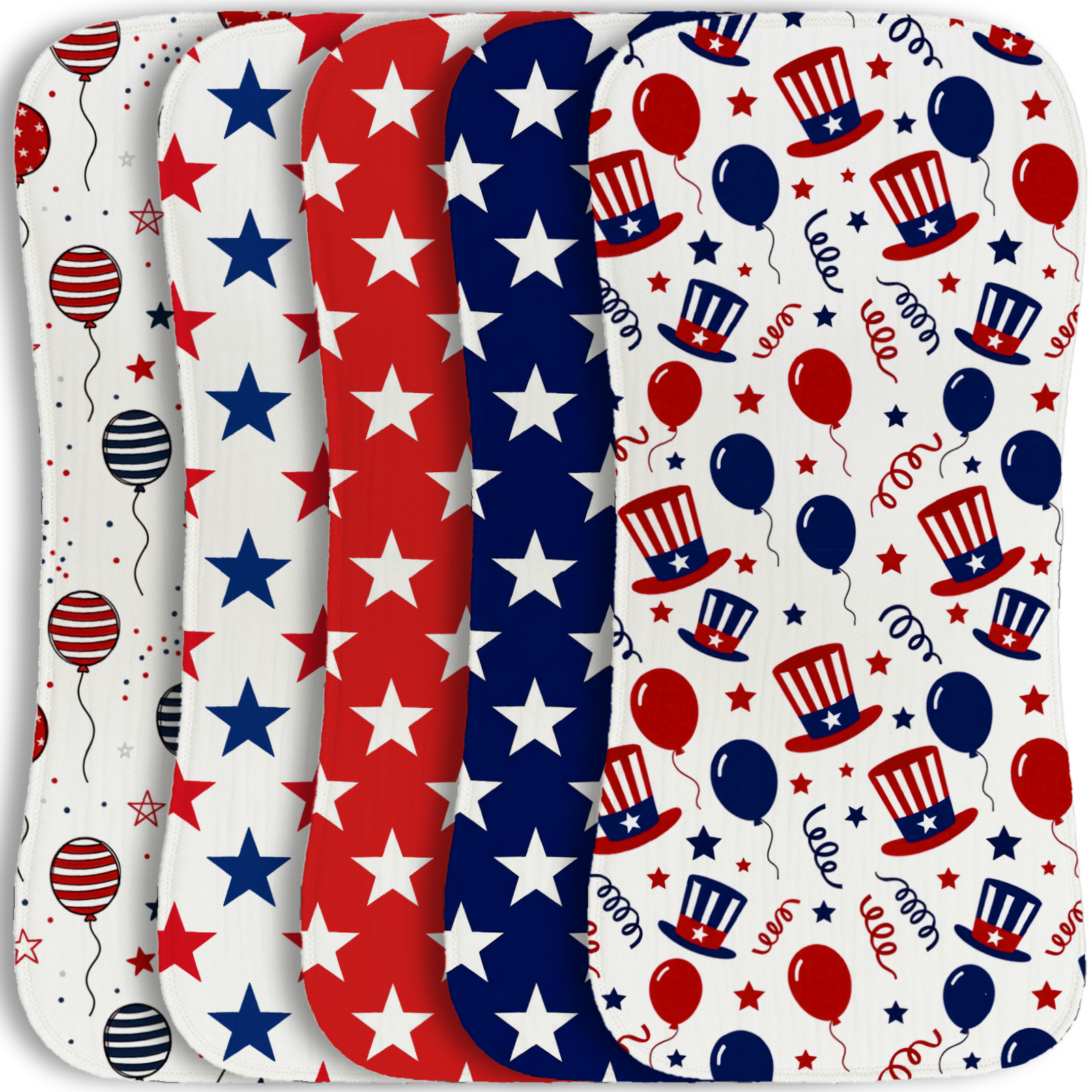 Baby Nursery Unisex - 5pc Breathable Muslin Burp Cloths American