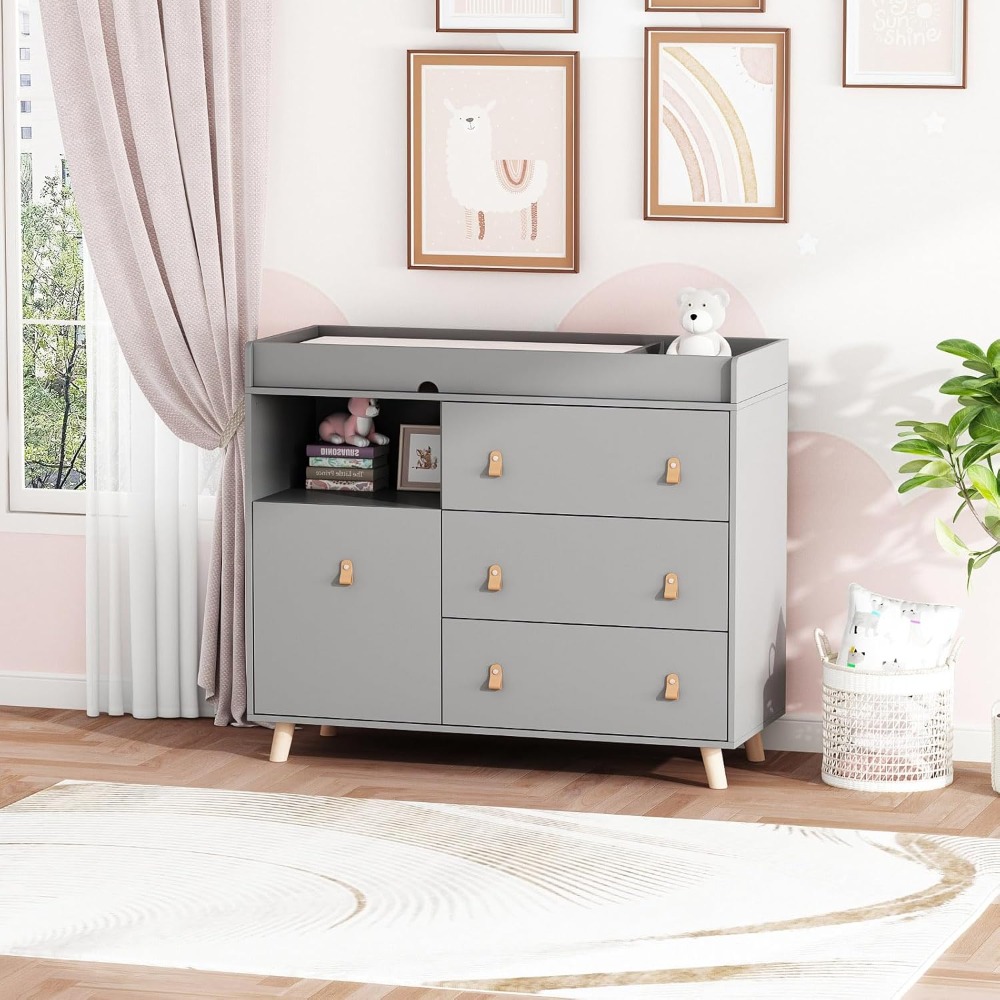 Baby Nursery Chest Of Drawers - Baby Dresser Changing Table, Two In