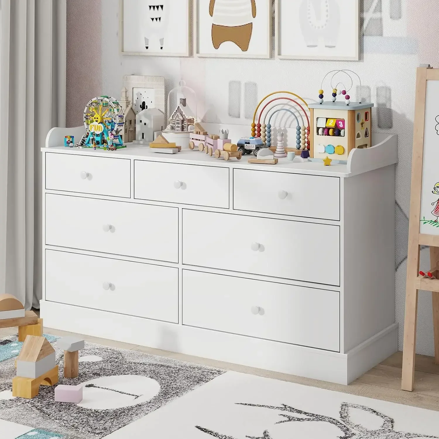 Baby Nursery Chest Of Drawers - Kids Dresser Cabinet with 7 Drawers,