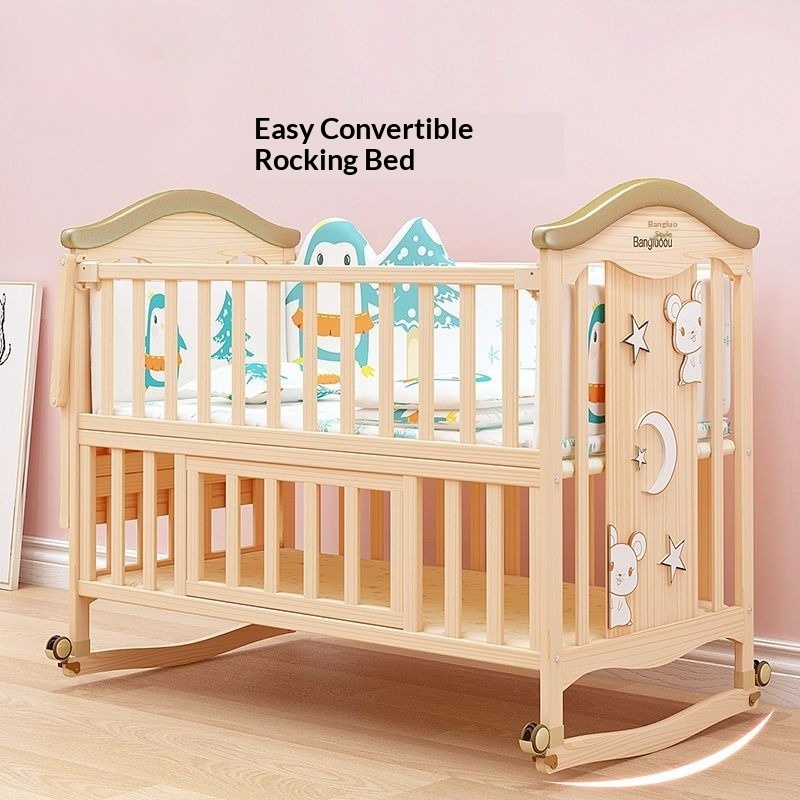 Bassinet Bedside Sleeper - Solid Wood Baby Crib Bedside Sleeper