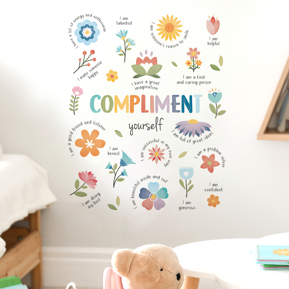 Baby Nursery Labels - English colorful inspirational quotes Watercolor Wall