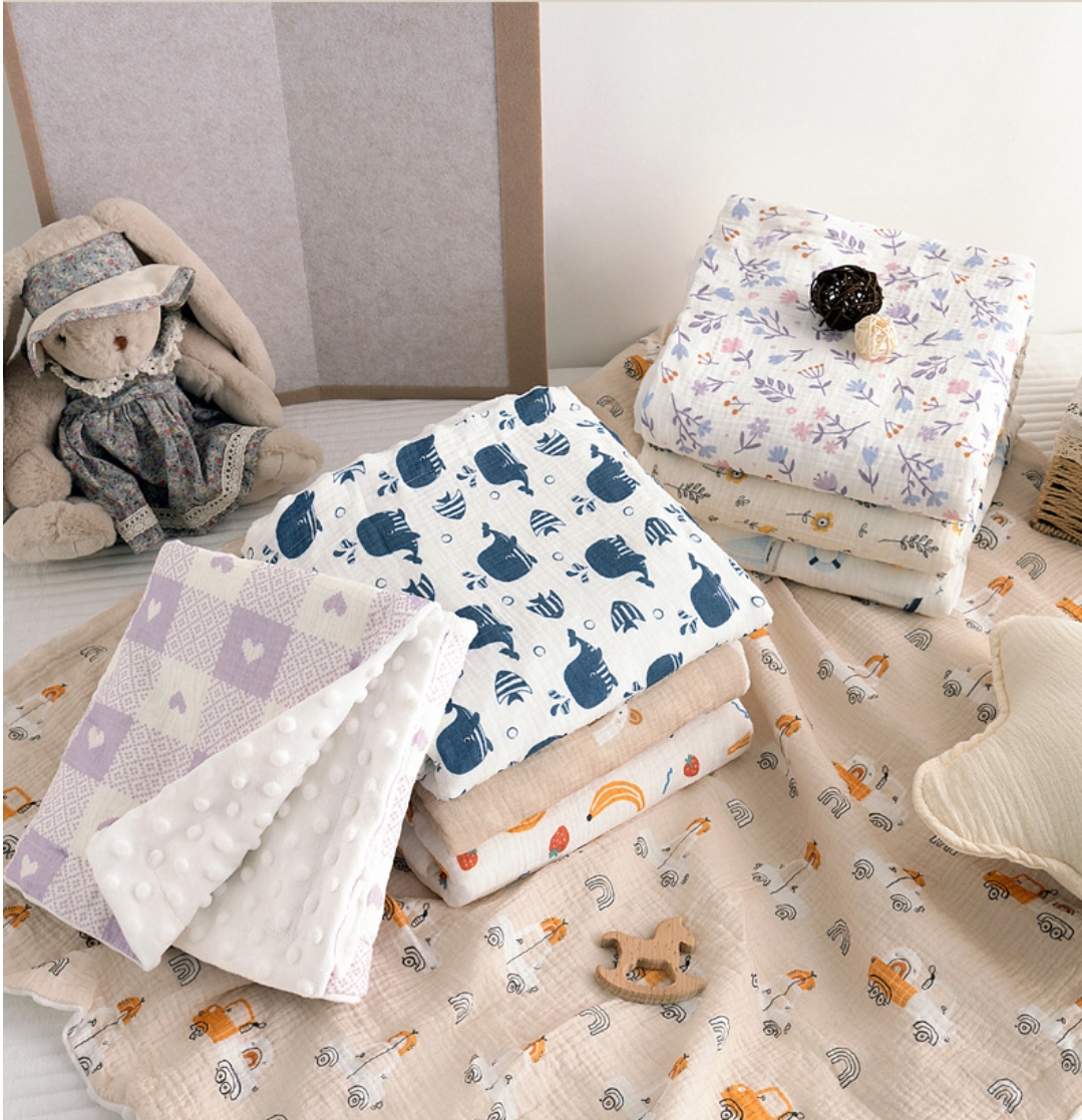 Baby Girl Nursery Quilt - Muslin Baby Swaddle Blanket For Newborn