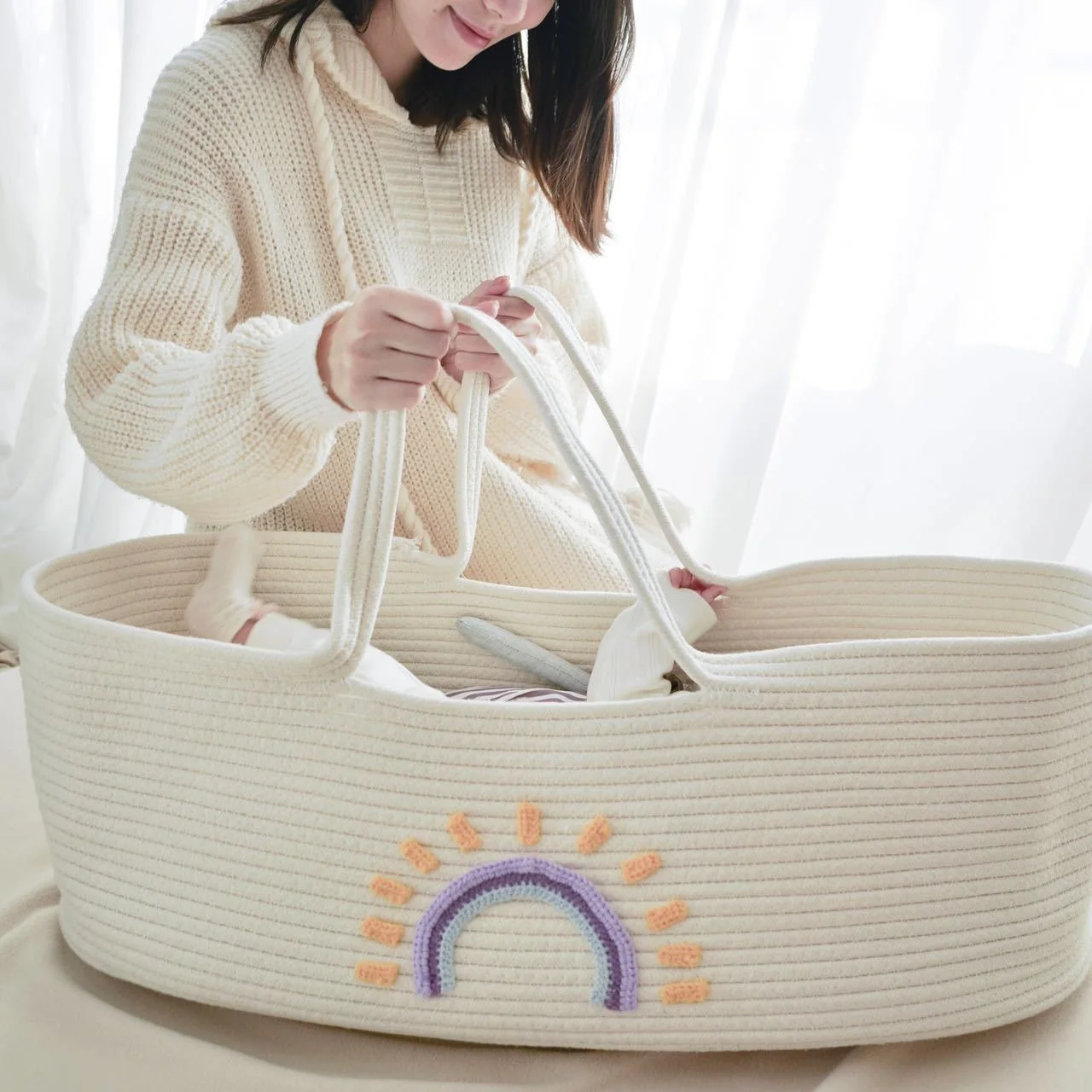 Baby Nursery Unisex - Portable Baby Carrying Basket Cradle for