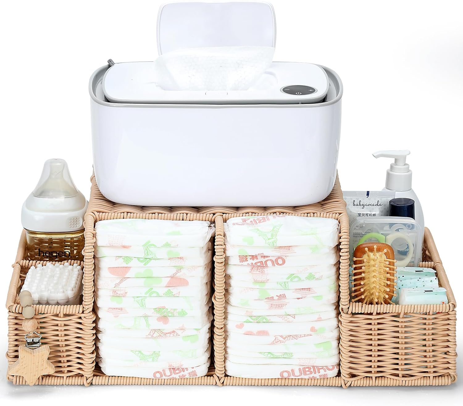Baby Nursery Essentials - Diaper Caddy Organizer, Hand Rattan Nursery