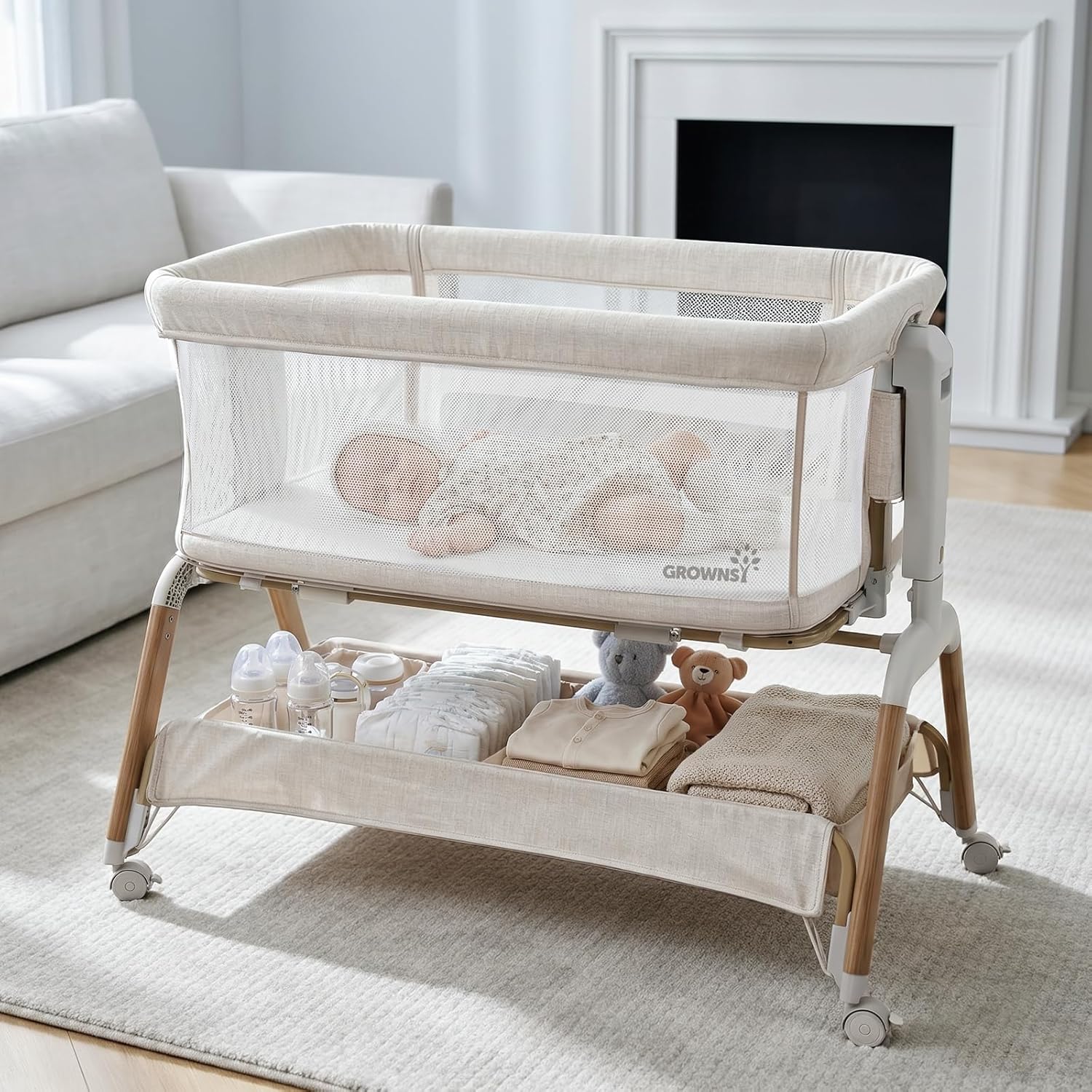 Bassinet Bedside Sleeper - 5-in-1 Baby Bassinet Bedside Sleeper with