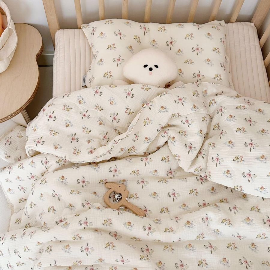 Baby Girl Nursery Quilt - Muslin Nursery Blanket for Toddlers Girls