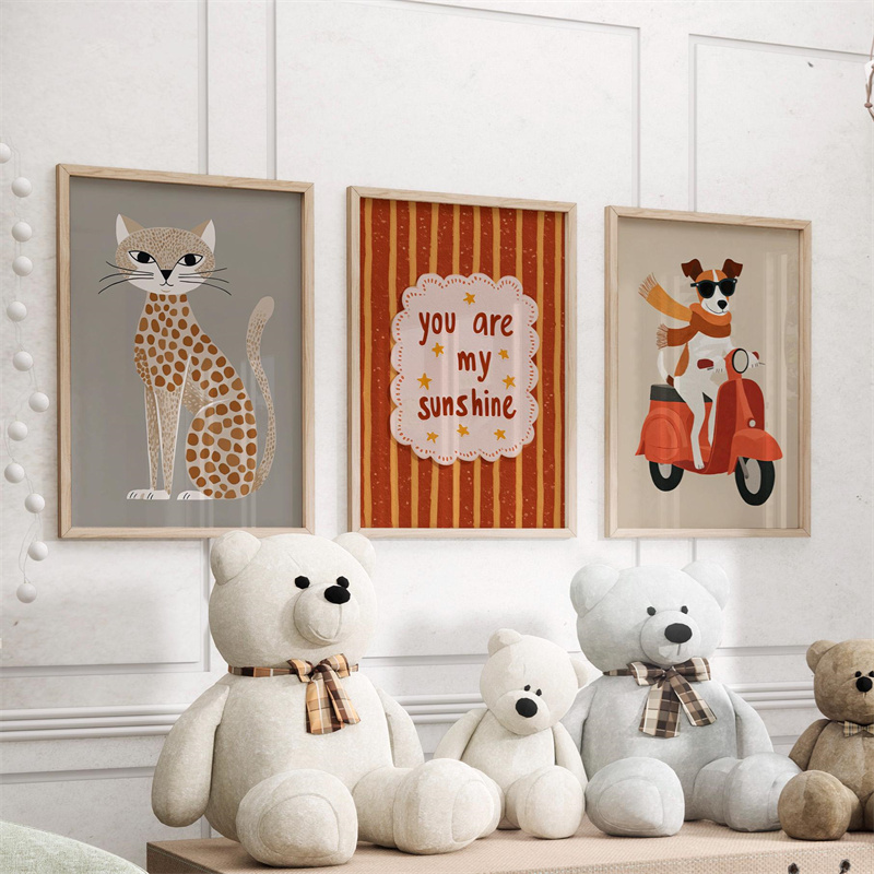 Baby Nursery You Are My Sunshine - 1/3pcs Set Cheetah and Dog Poster
