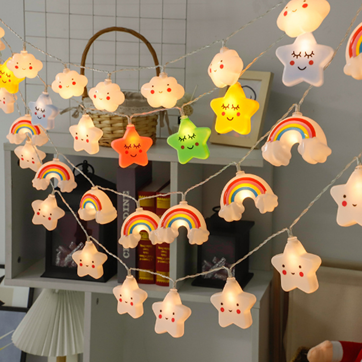 Baby Nursery Lamp - 1.5m 10Led Colorful Cloud Star Rainbow
