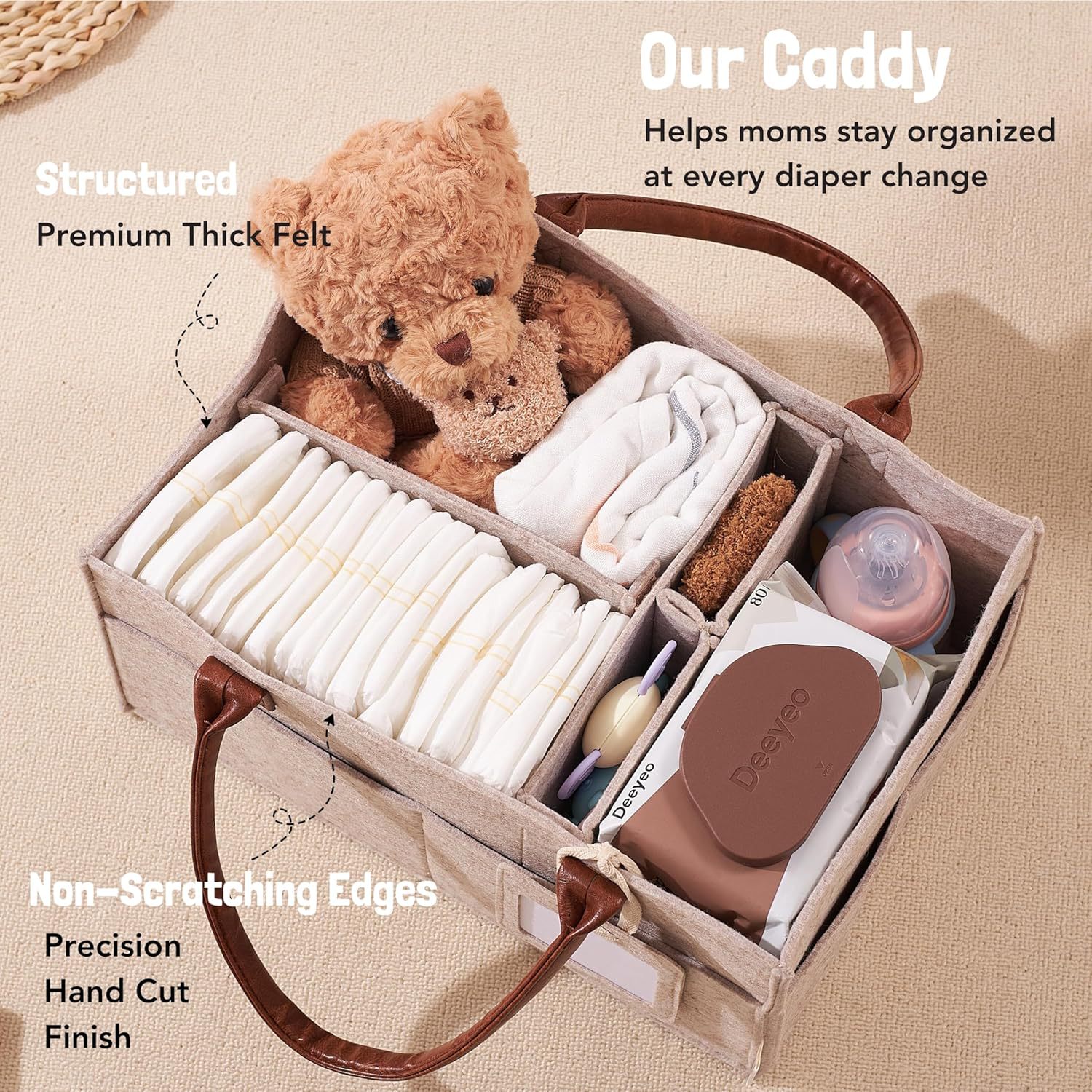 Baby Nursery Handles - Baby Felt Storage Nursery Organizer Basket