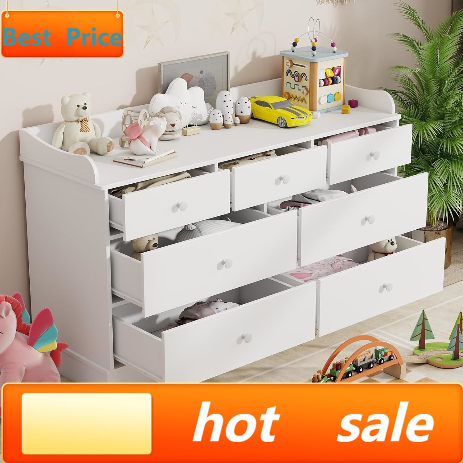 Baby Nursery Chest Of Drawers - hot-sellingKids Dresser Cabinet with 7 Drawers,
