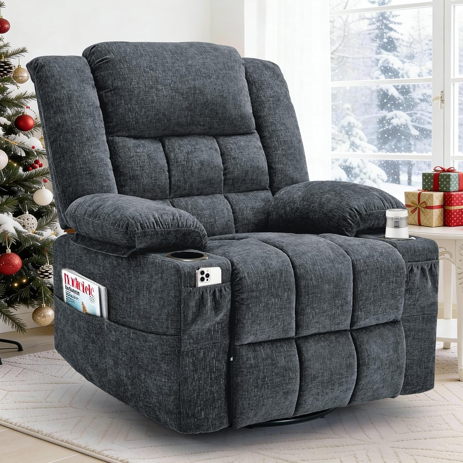Rocking Chair Nursery - 360° Swivel Rocker Recliner for Adults,