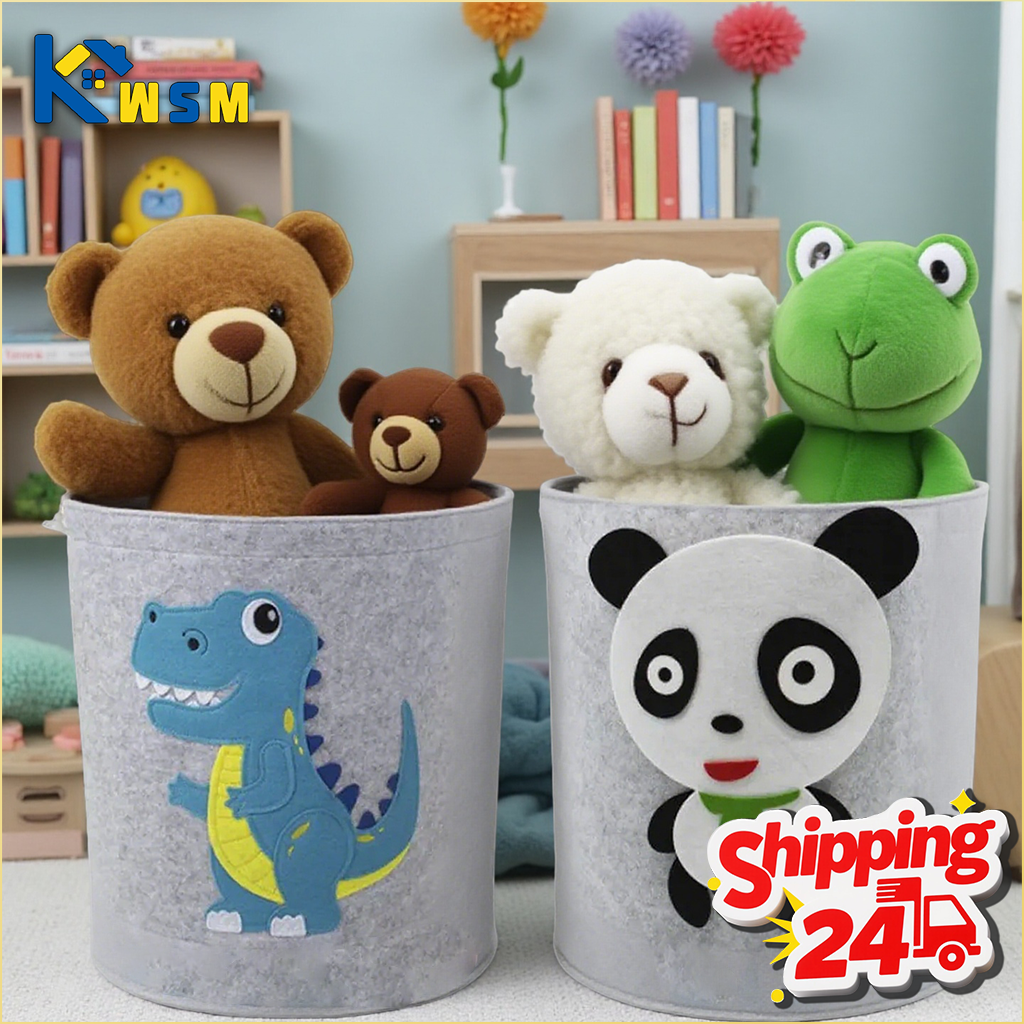 Baby Nursery Organization Ideas - Panda Dinosaur Baby Storage Basket Felt