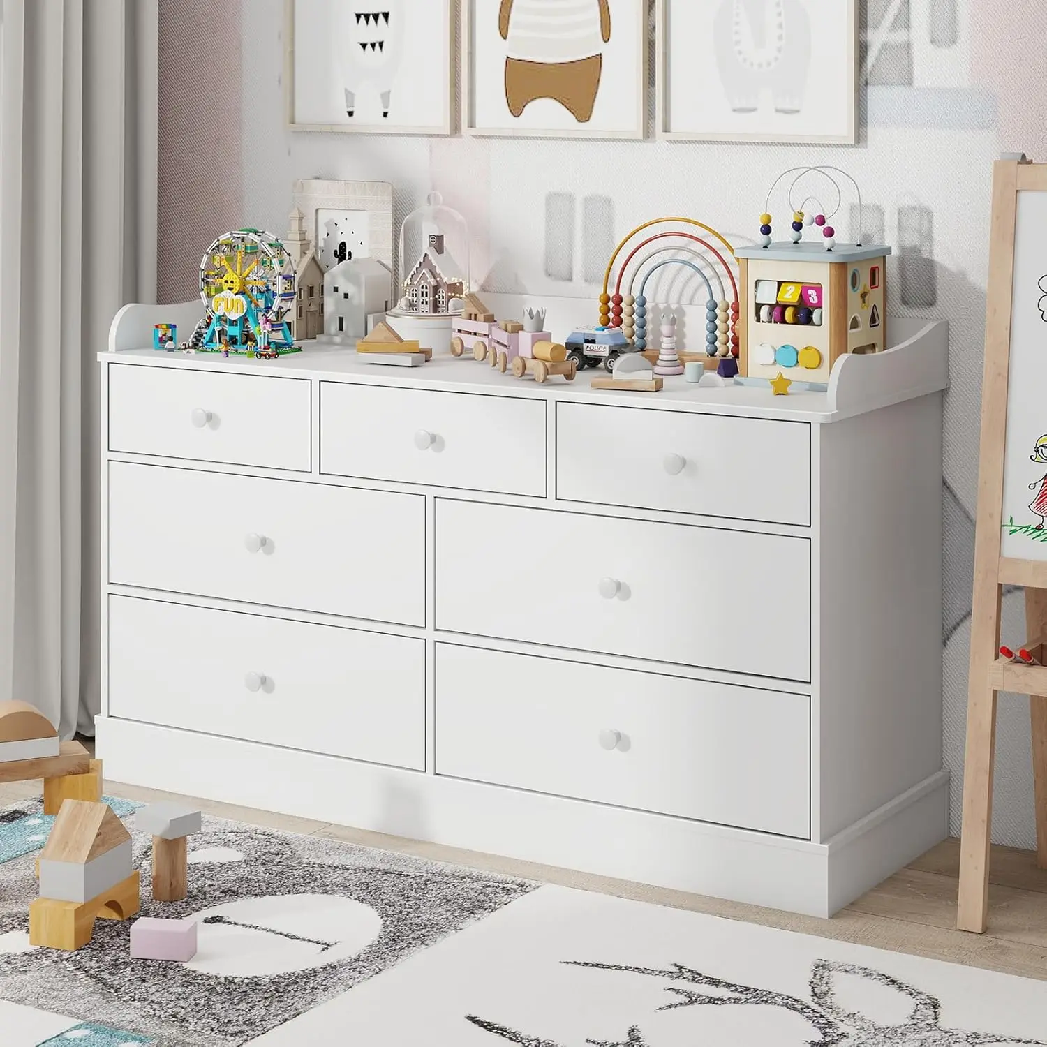 Baby Nursery Chest Of Drawers - Kids Dresser Cabinet with 7 Drawers,