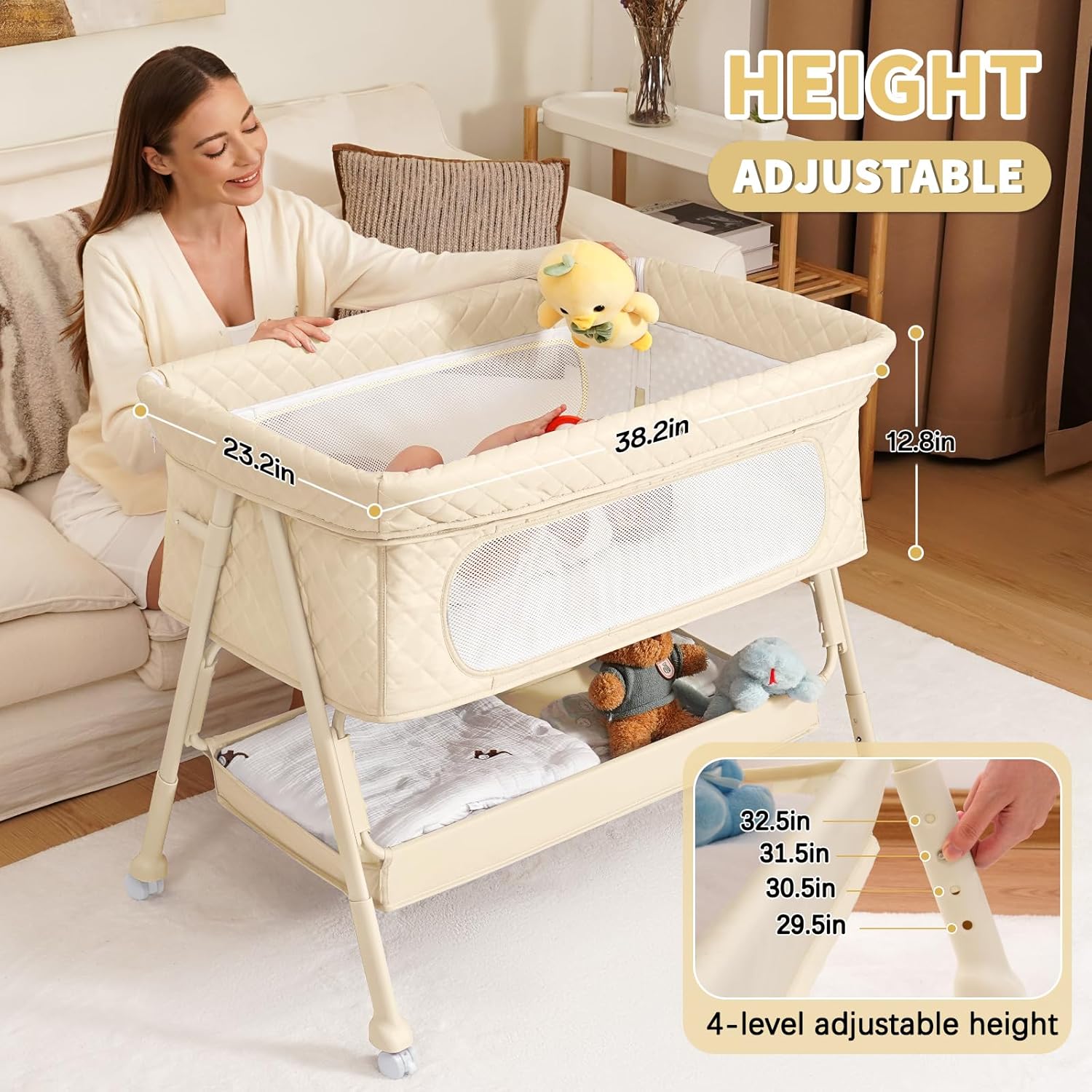Baby Crib for Newborn, Baby Ba - Bassinet Bedside Sleeper recension och pris
