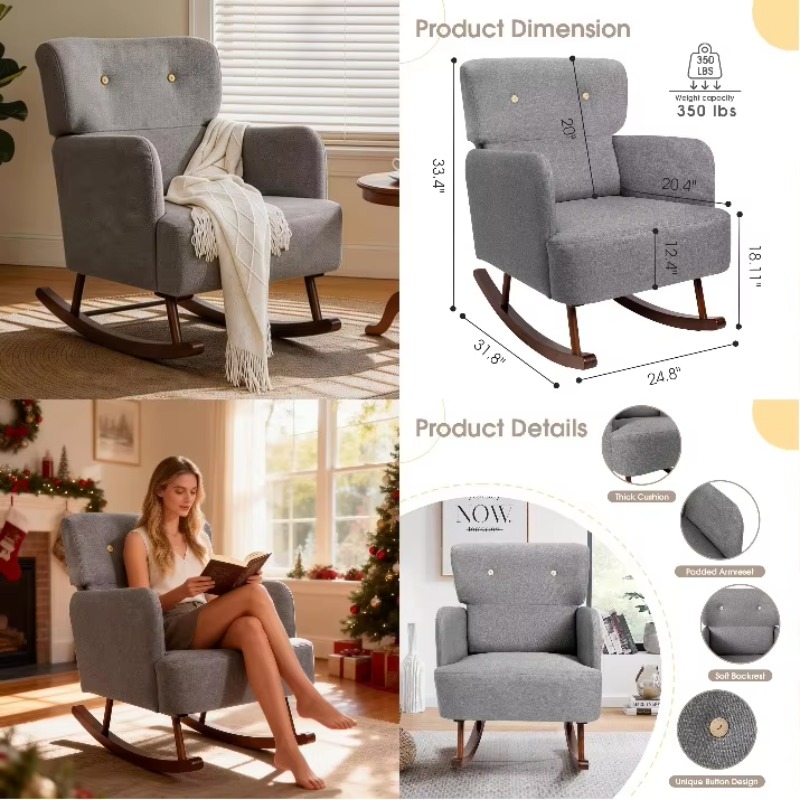 Fabric Upholstered Rocking Cha - Rocking Chair Nursery recension och pris