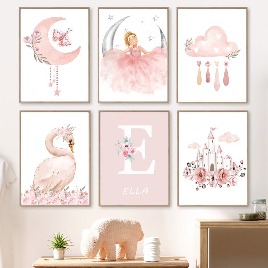 Pink Angel Girl Sun Moon Cloud - Baby Nursery Animal Pictures recension och pris
