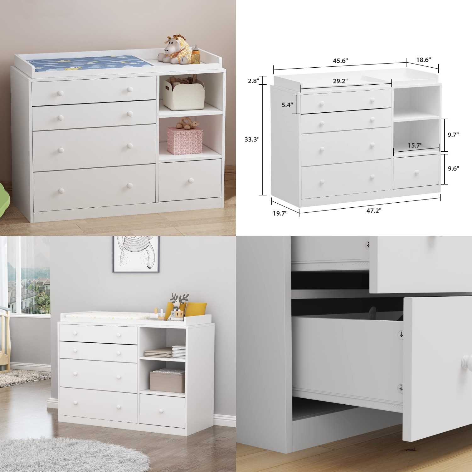 Baby Nursery Dresser, White Be - Baby Nursery Chest Of Drawers recension och pris