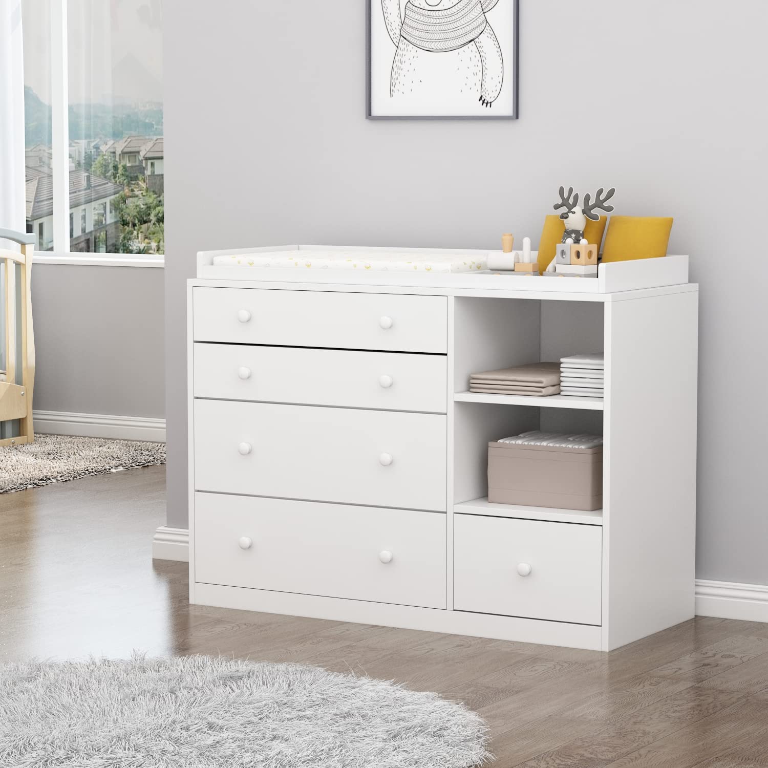 Baby Nursery Dresser, White Be - Baby Nursery Chest Of Drawers recension och pris