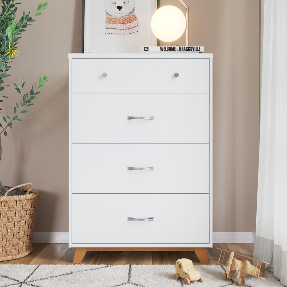 4-Drawer Chest in White/Natura - Baby Nursery Chest Of Drawers recension och pris