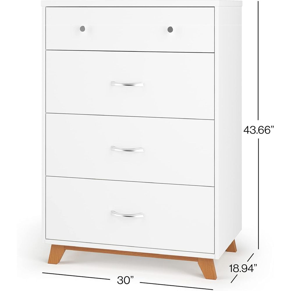 4-Drawer Chest in White/Natura - Baby Nursery Chest Of Drawers recension och pris