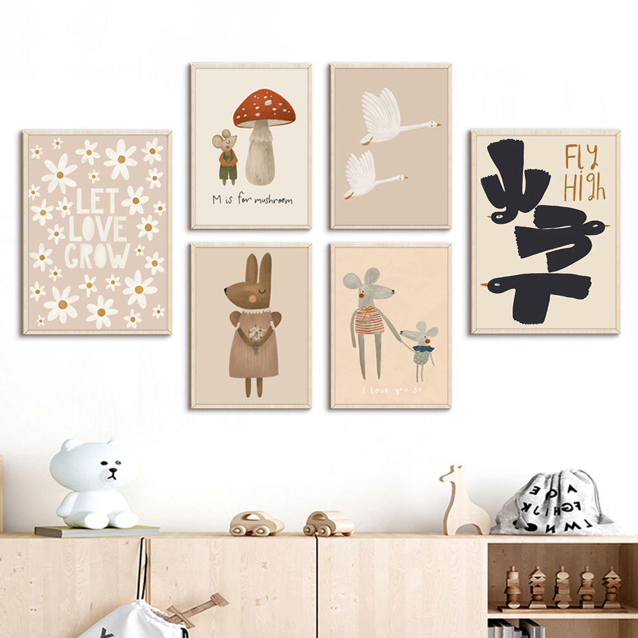 Boho Cartoon Rabbit Mouse Goos - Baby Nursery Picture Frames recension och pris