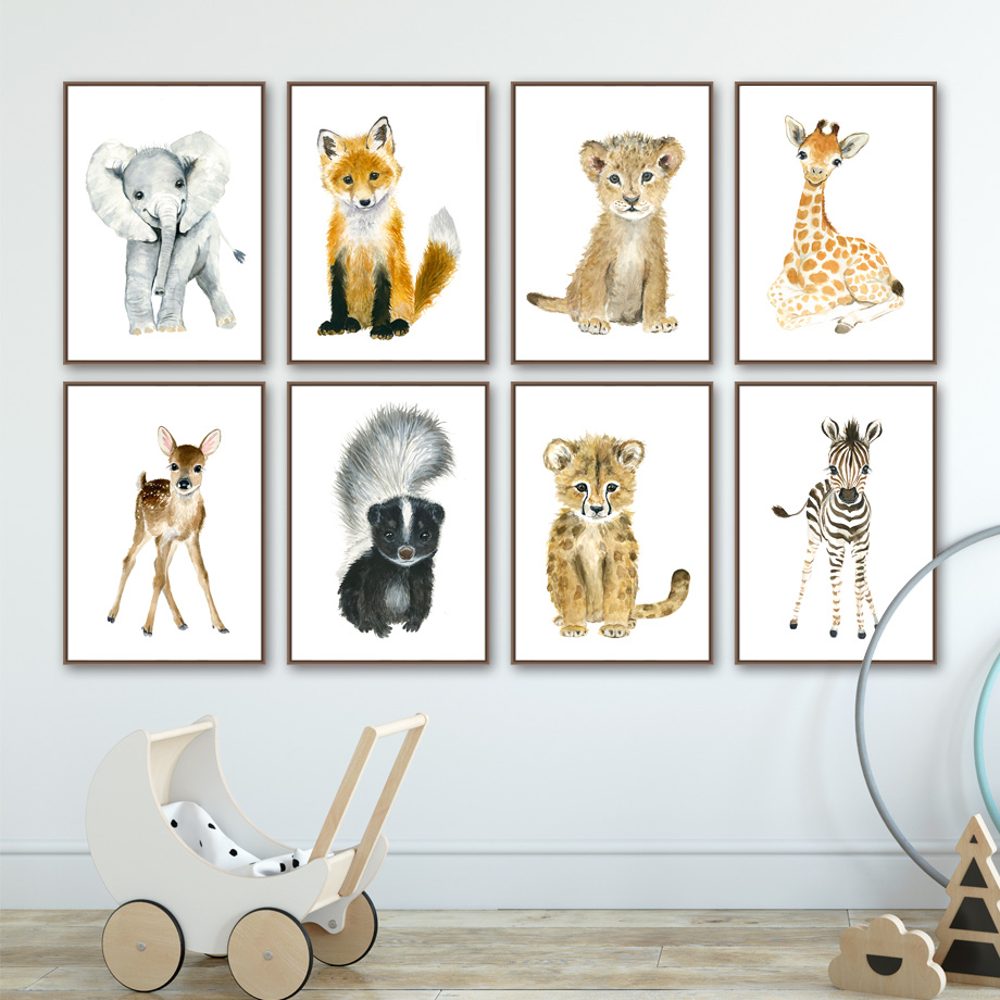 Elephant Fox Zebra Giraffe Leo - Baby Nursery Animal Pictures recension och pris