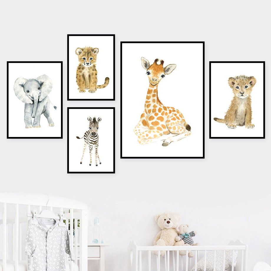 Elephant Fox Zebra Giraffe Leo - Baby Nursery Animal Pictures recension och pris