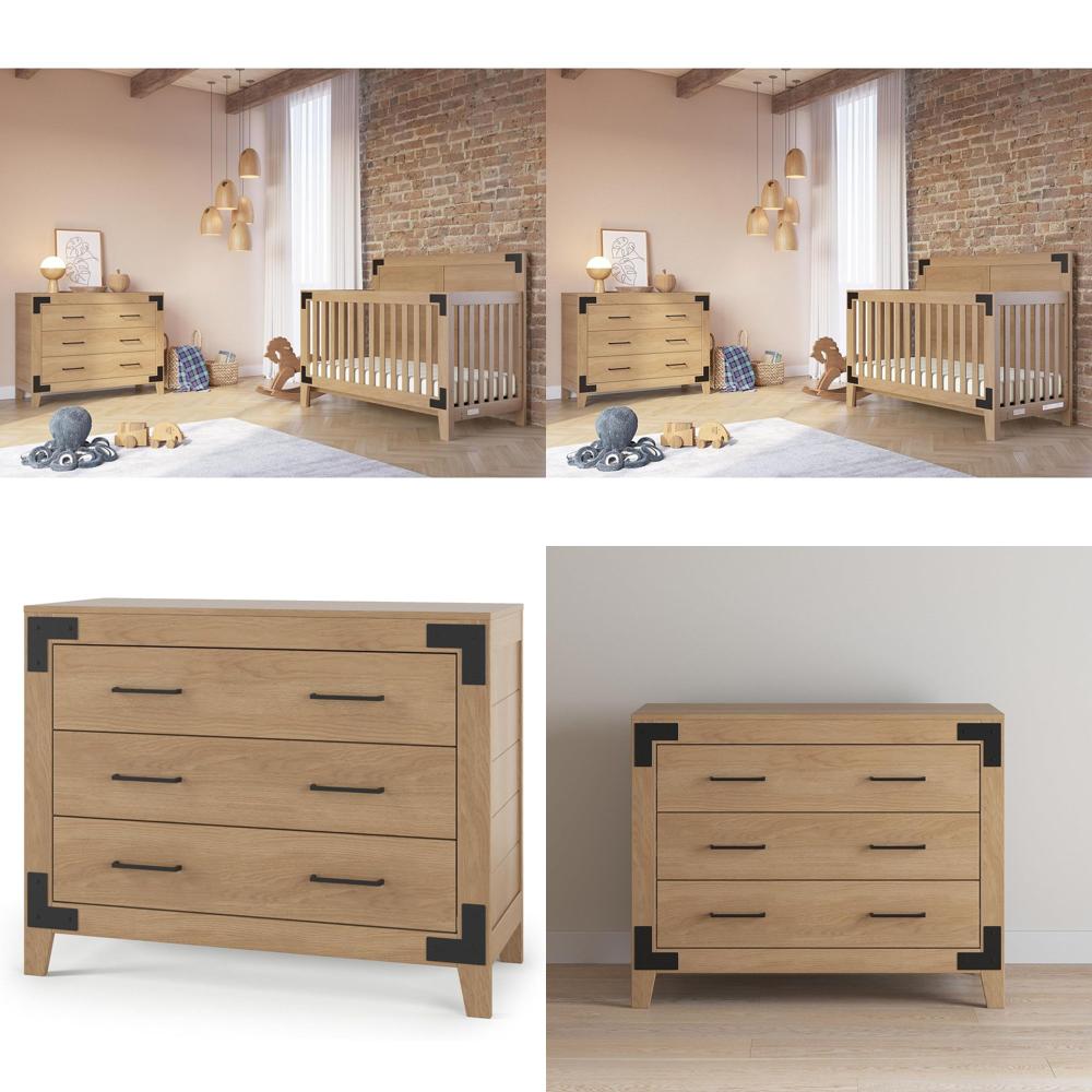 3-Drawer Wooden Nursery Dresse - Baby Nursery Handles recension och pris
