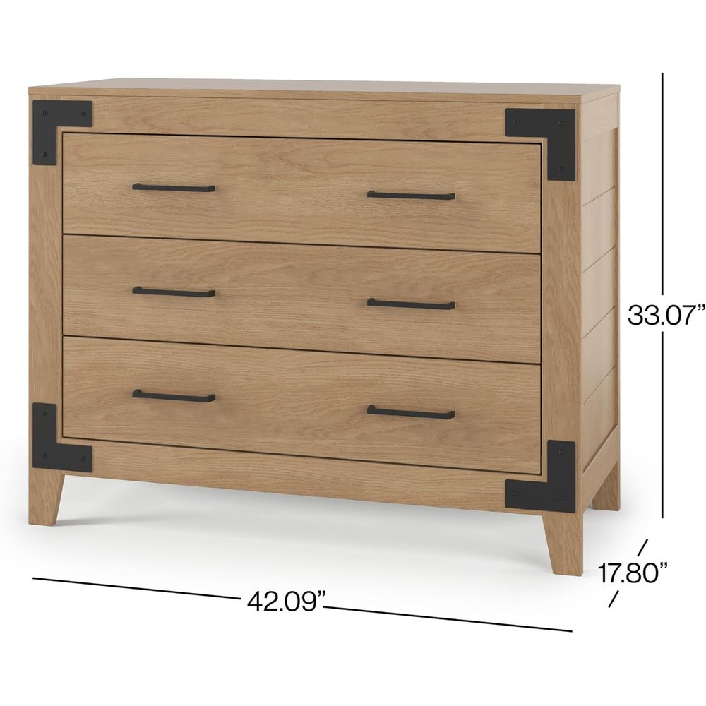 3-Drawer Wooden Nursery Dresse - Baby Nursery Handles recension och pris