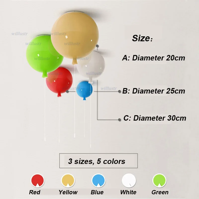 Colorful Glass Balloon Ceiling - Baby Nursery Ceiling Light recension och pris