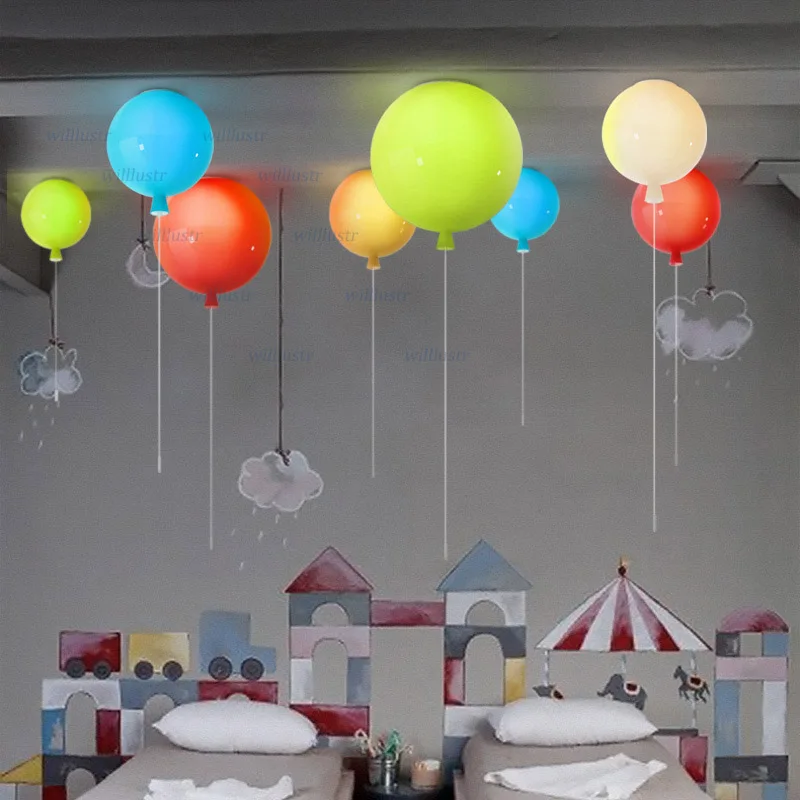 Colorful Glass Balloon Ceiling - Baby Nursery Ceiling Light recension och pris