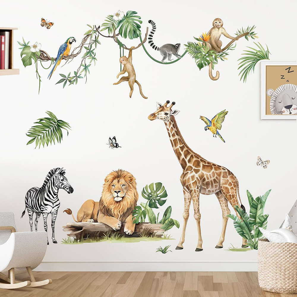 Large Jungle Animal Tropical L - Baby Nursery Panelling recension och pris