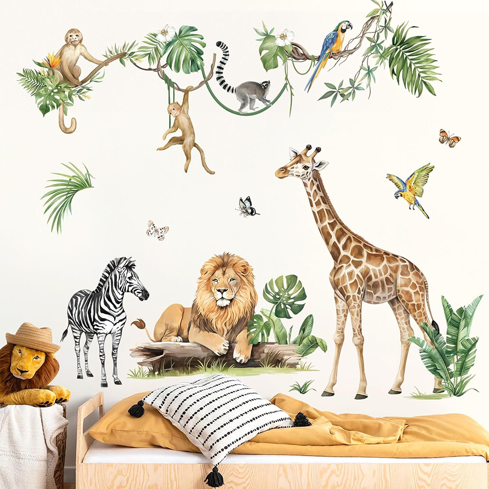 Large Jungle Animal Tropical L - Baby Nursery Panelling recension och pris