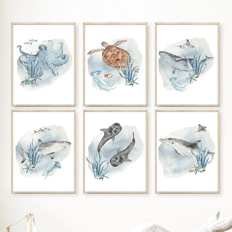 Posters And Prints Whale Fish  - Baby Nursery Animal Pictures recension och pris