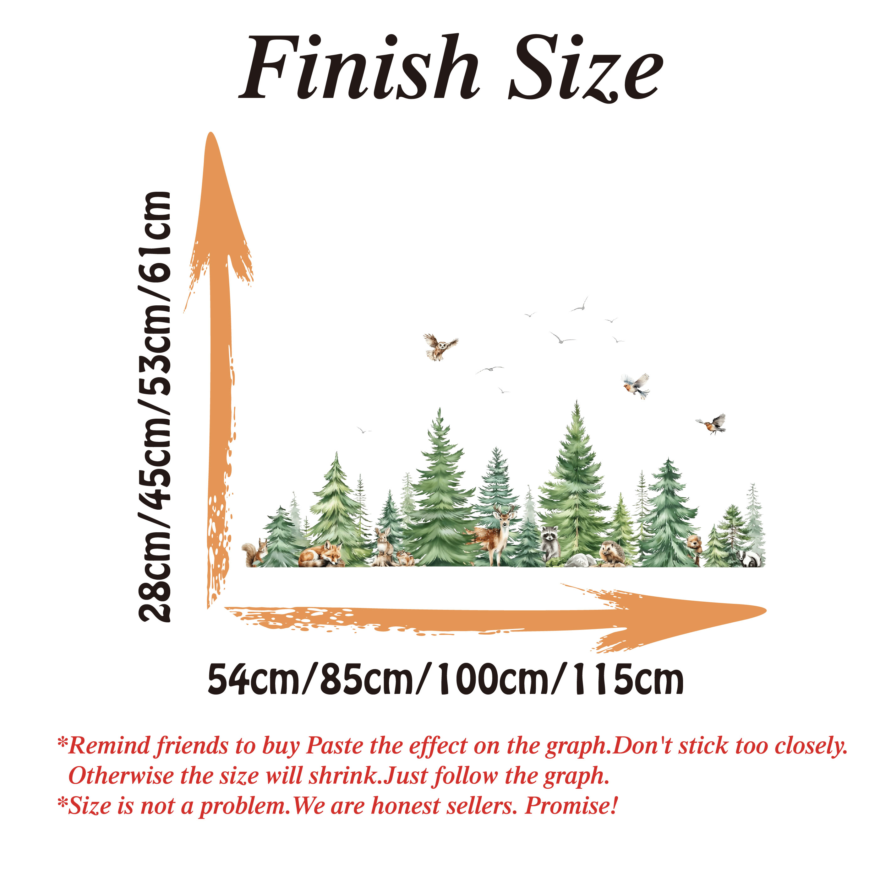 Large Watercolor Pine Tree Ani - Baby Nursery Panelling recension och pris