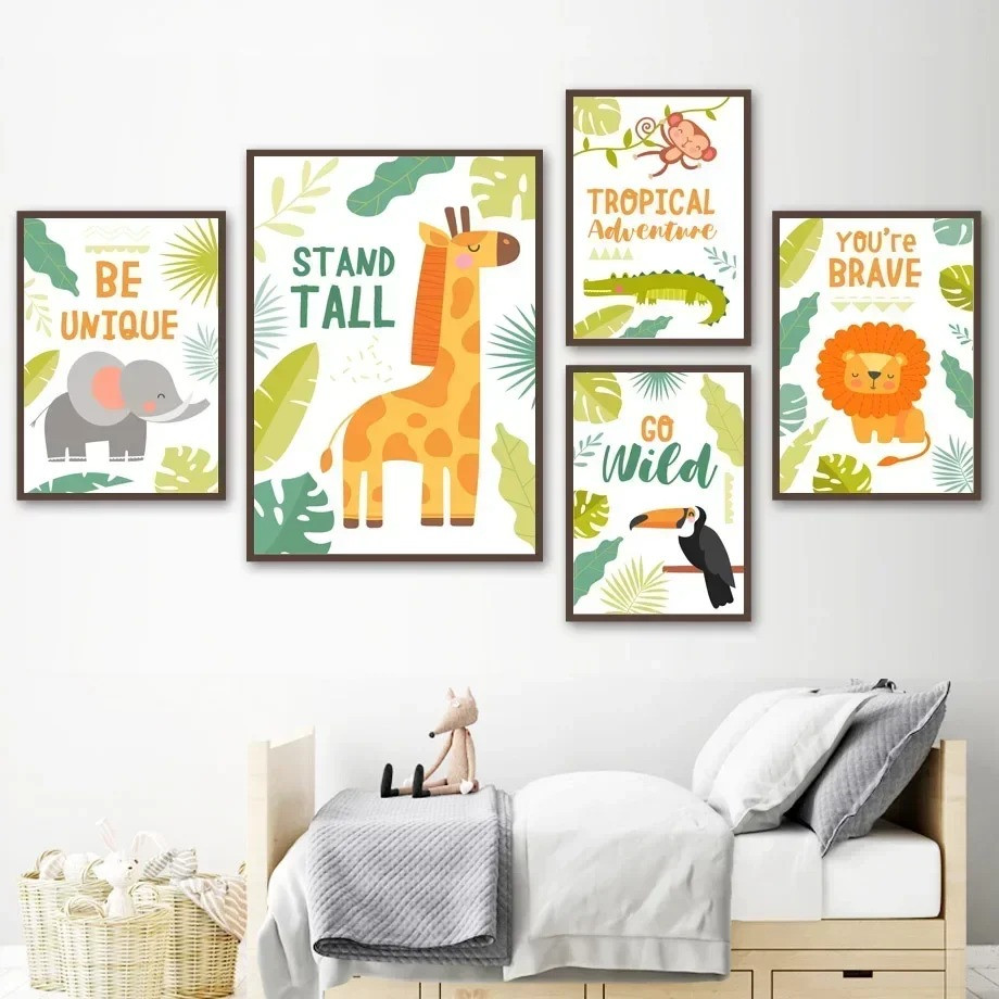 Giraffe Elephant Lion Monkey C - Baby Nursery Picture Frames recension och pris