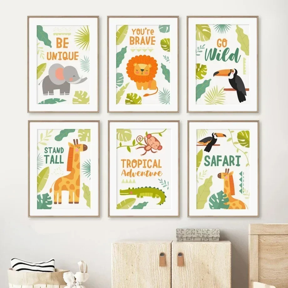 Giraffe Elephant Lion Monkey C - Baby Nursery Picture Frames recension och pris
