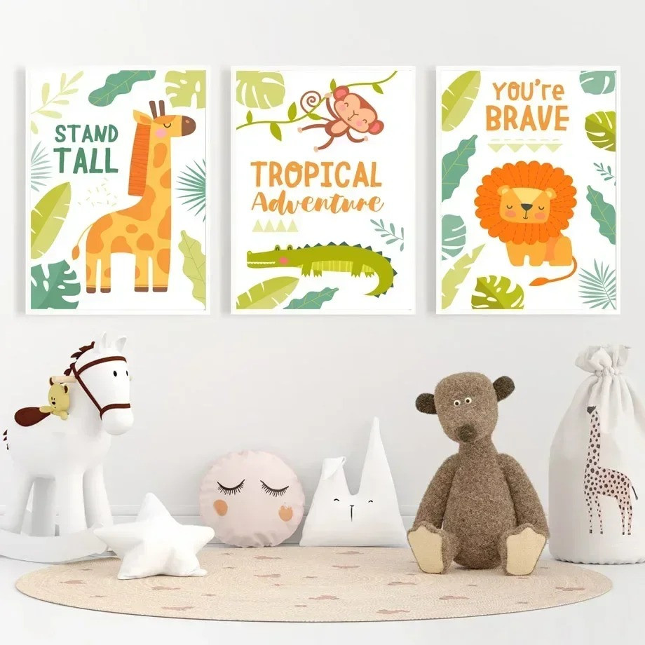 Giraffe Elephant Lion Monkey C - Baby Nursery Picture Frames recension och pris