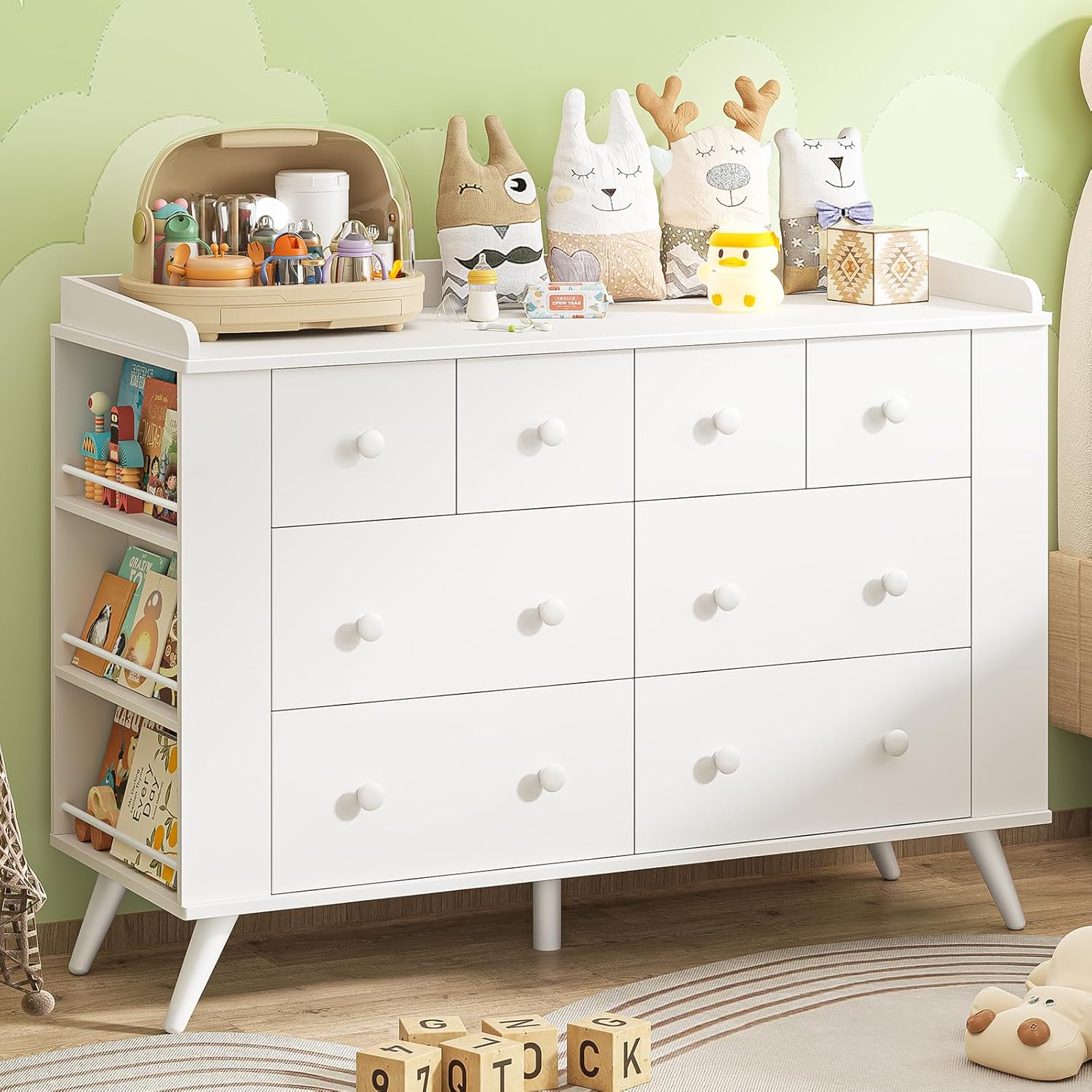 Kids Dresser Cabinet with 8 Dr - Baby Nursery Chest Of Drawers recension och pris