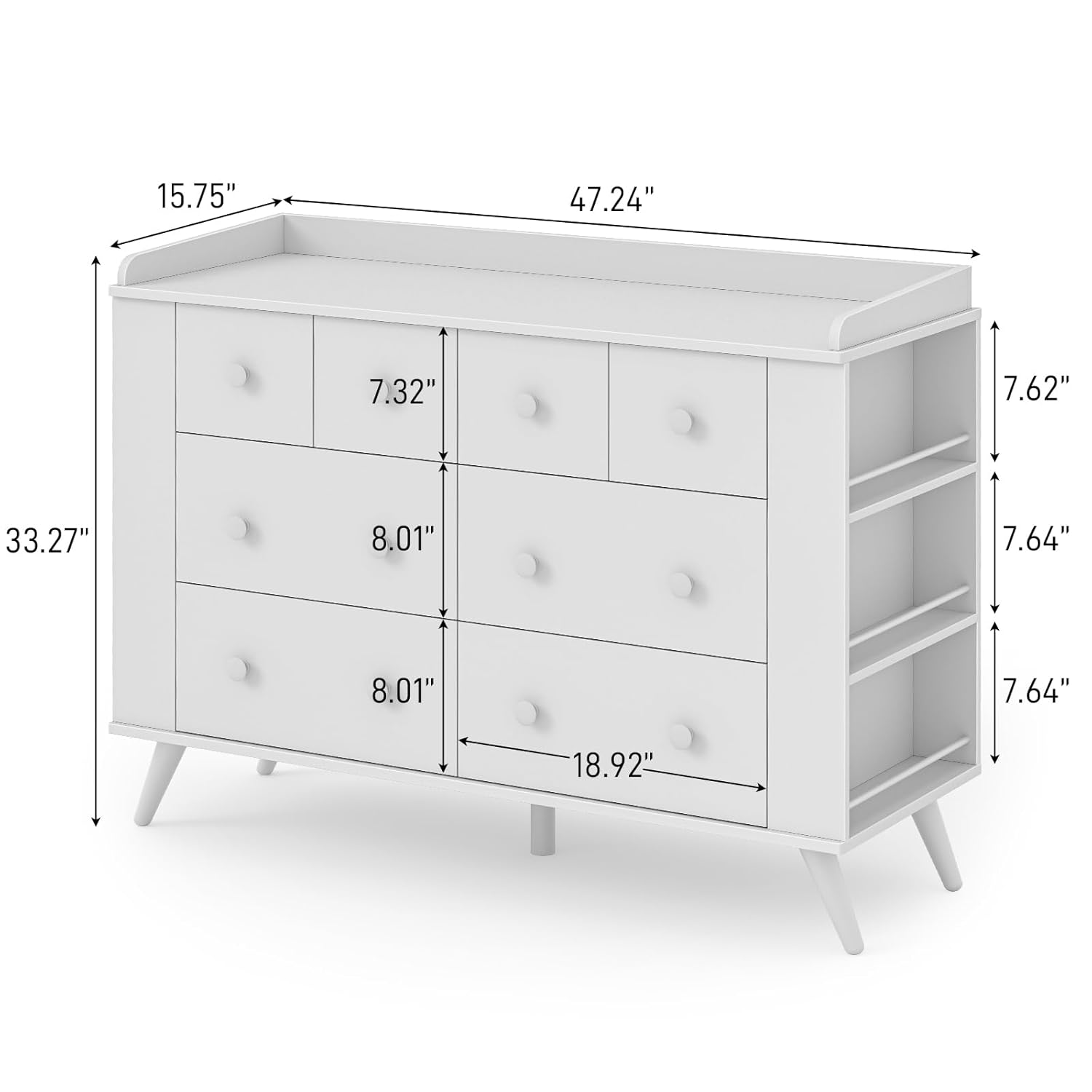 Kids Dresser Cabinet with 8 Dr - Baby Nursery Chest Of Drawers recension och pris