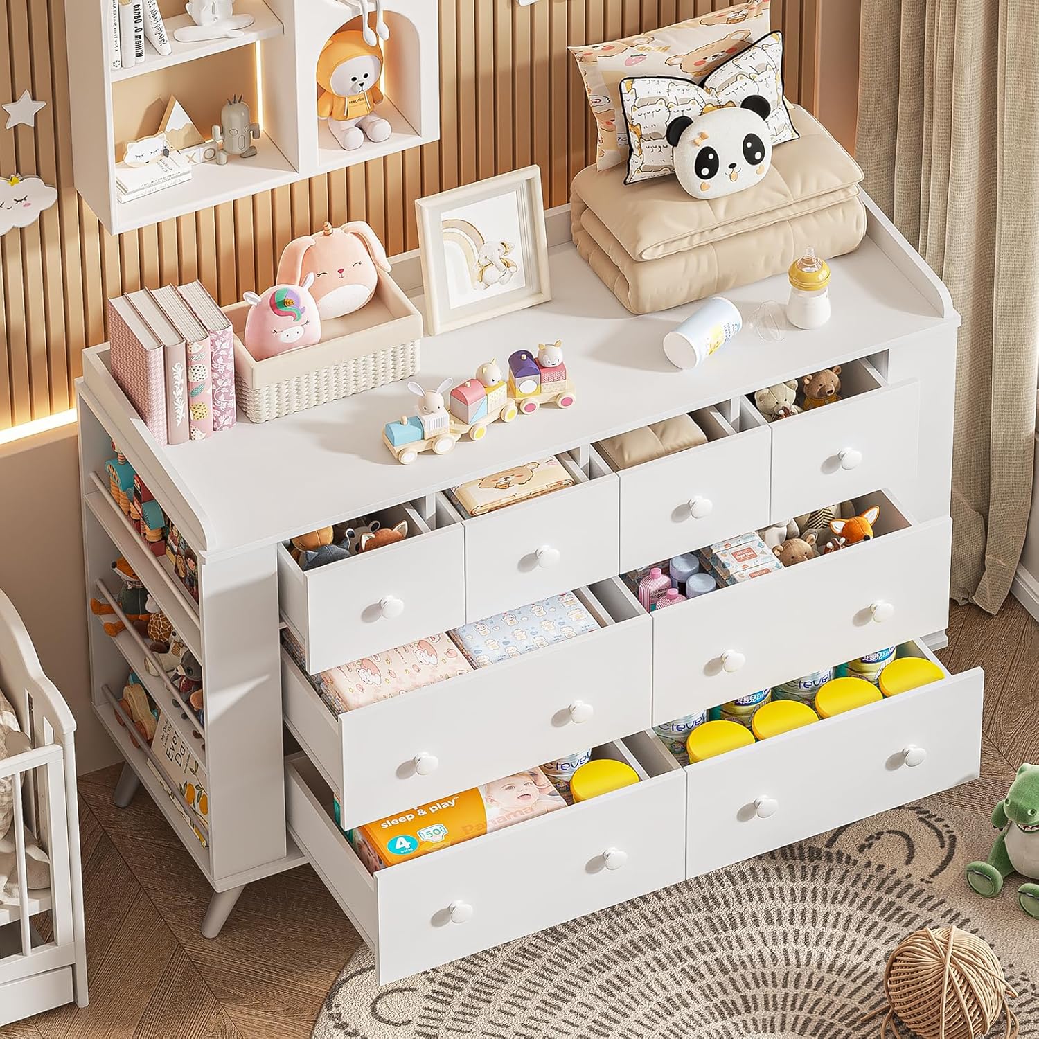 Kids Dresser Cabinet with 8 Dr - Baby Nursery Chest Of Drawers recension och pris