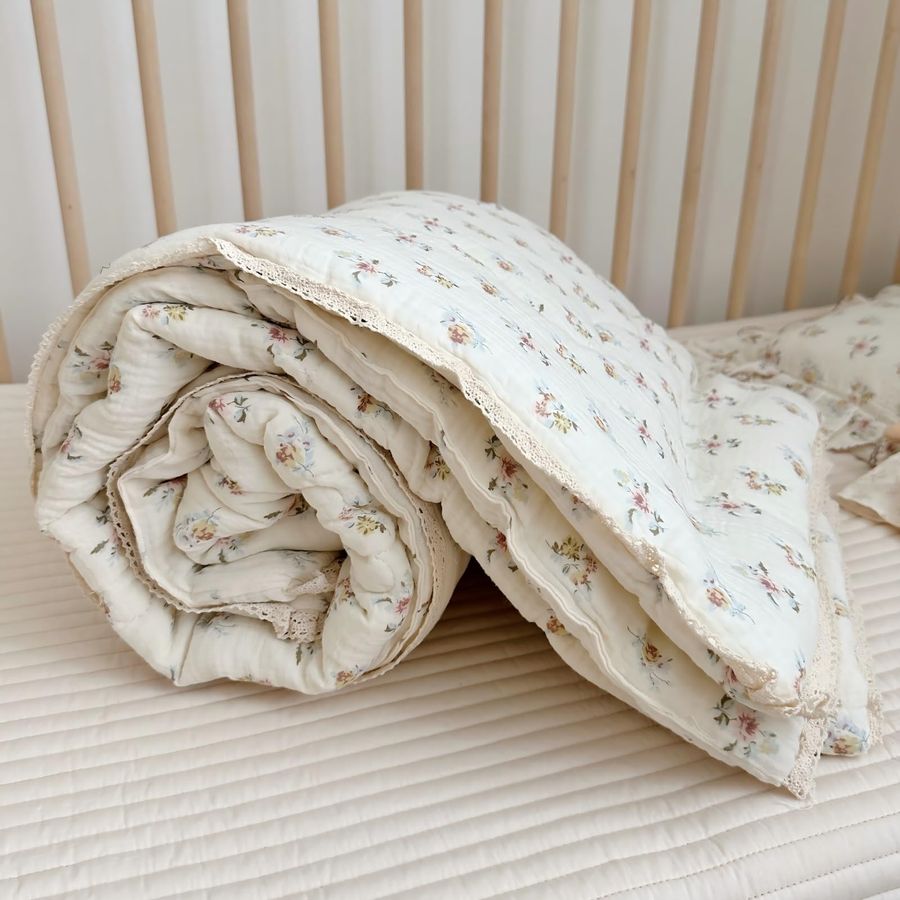 Muslin Nursery Blanket for Tod - Baby Girl Nursery Quilt recension och pris