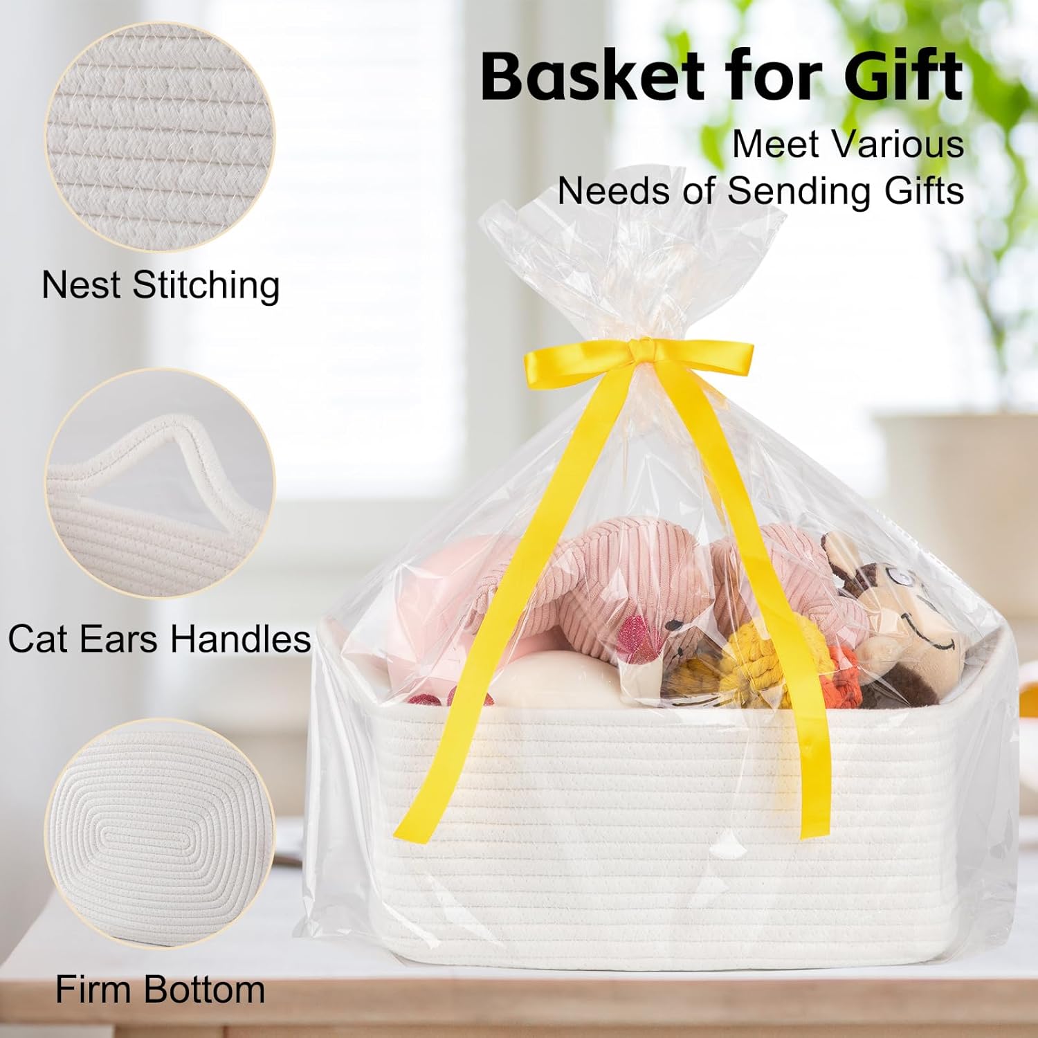 Woven Storage Basket with Hand - Baby Nursery Handles recension och pris