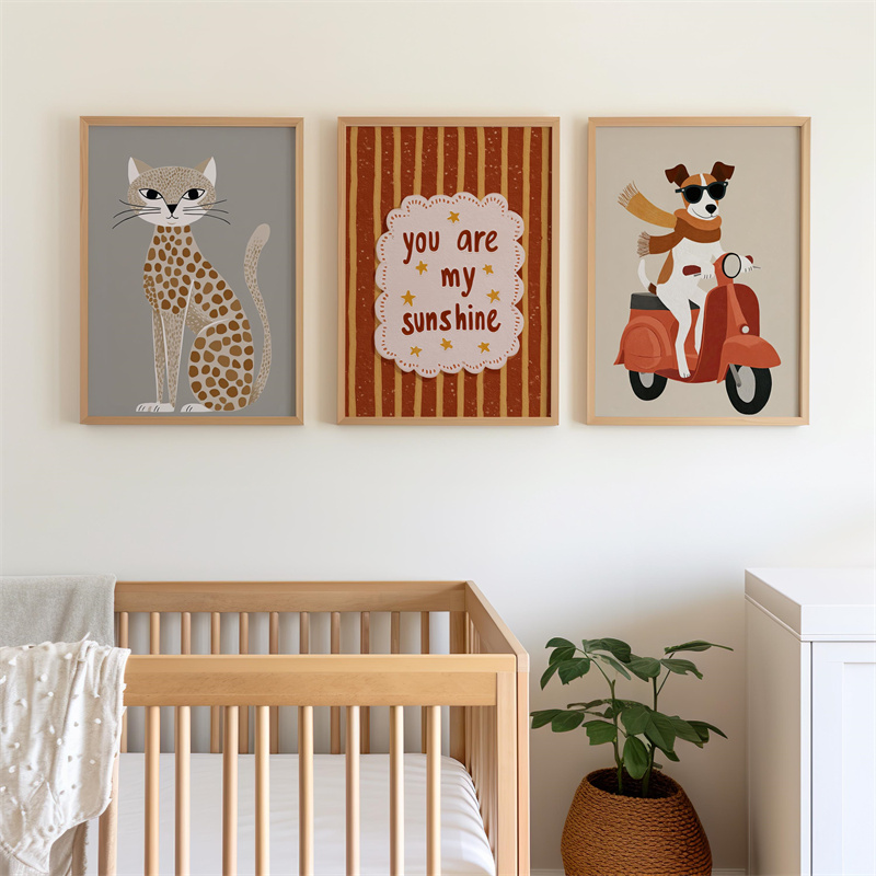 1/3pcs Set Cheetah and Dog Pos - Baby Nursery You Are My Sunshine recension och pris