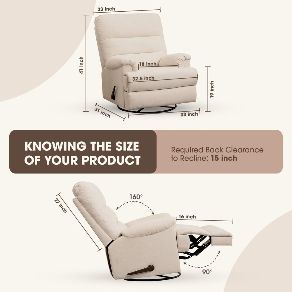 Glider Rocker Recliner,Beige S - Rocking Chair Nursery recension och pris