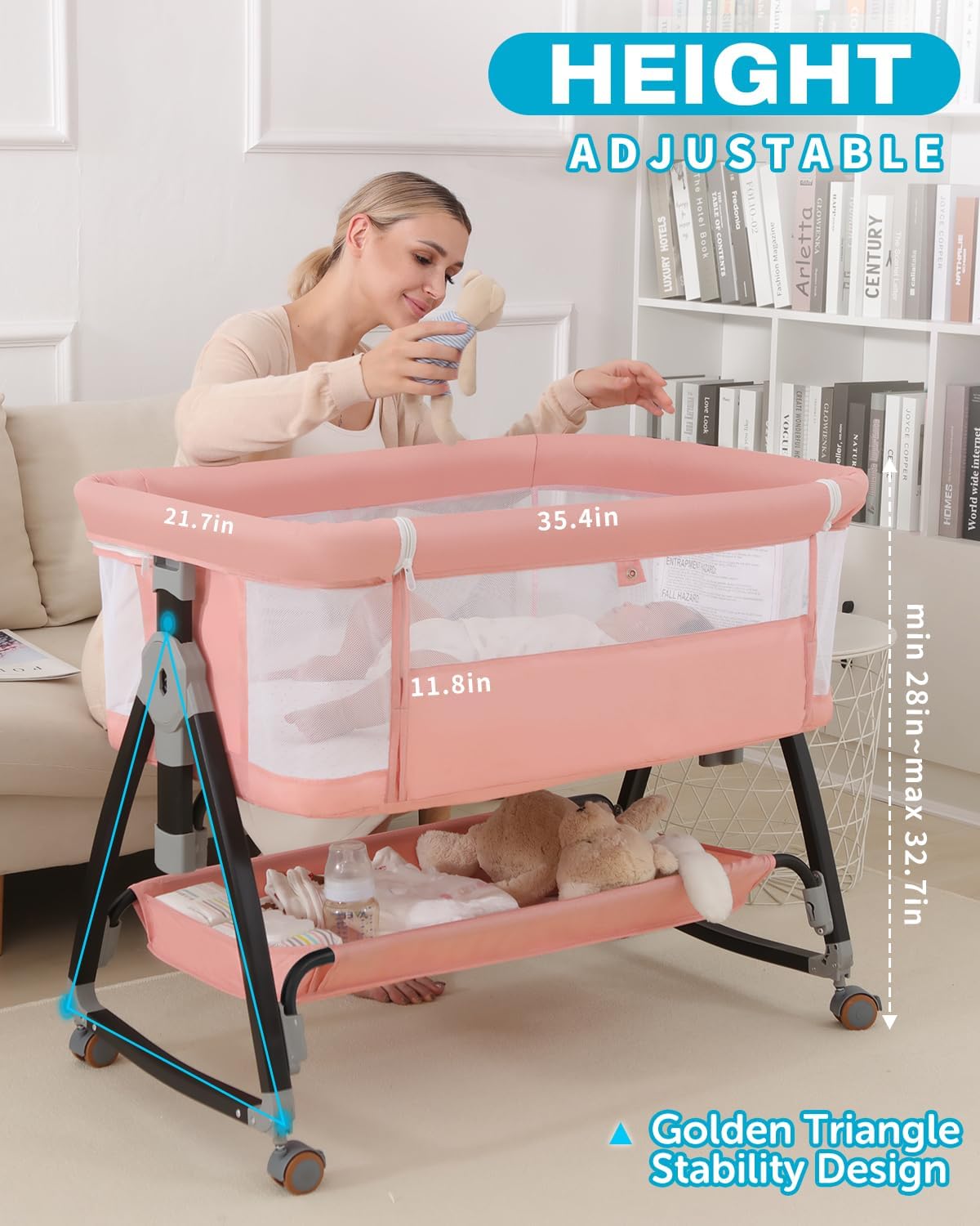 Bedside Bassinet for Baby, 3 i - Bassinet Bedside Sleeper recension och pris